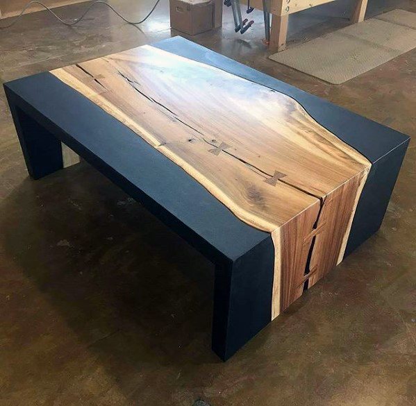 wooden slab coffee table