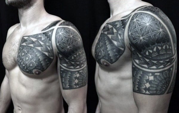 Arm And Shoulder Sacred Geometry Tattoo For Men