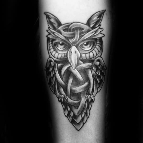 Cool Male Celtic Owl Tattoo Designs On Forearm