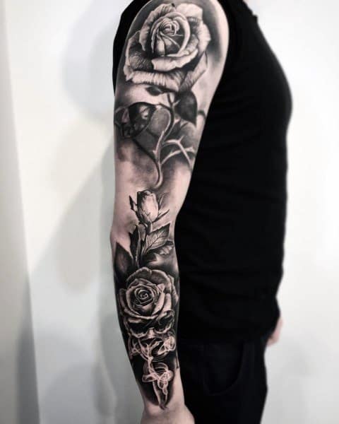 Good Badass Rose Tattoo Designs For Men