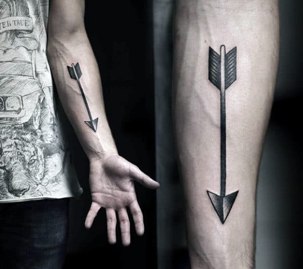 Inner Forearm Mens Traditional Arrow Shaded Tattoos