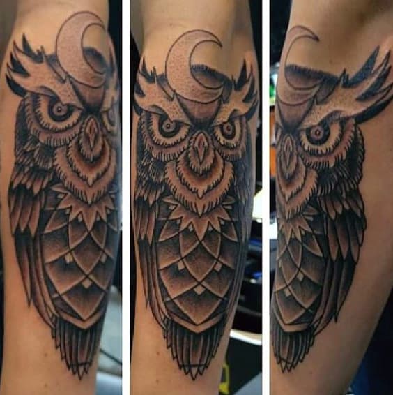 Masculine Men's Evil White Owl Tattoo