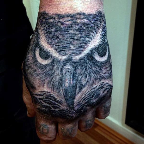 Men's Barn Owl Tattoo On Hands