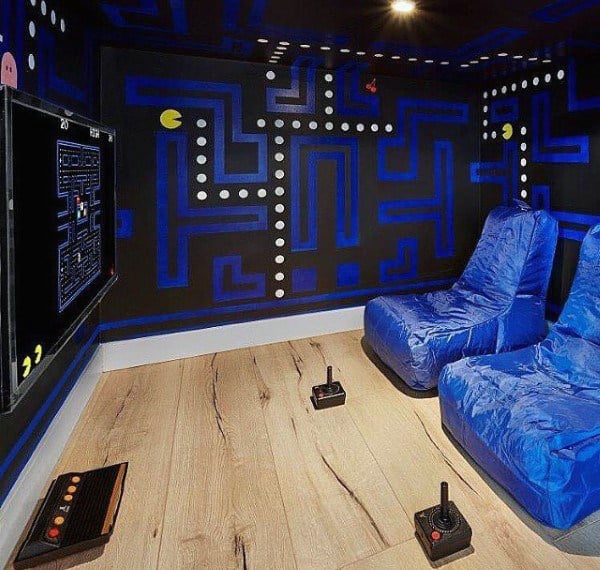 vintage Pacman themed game room