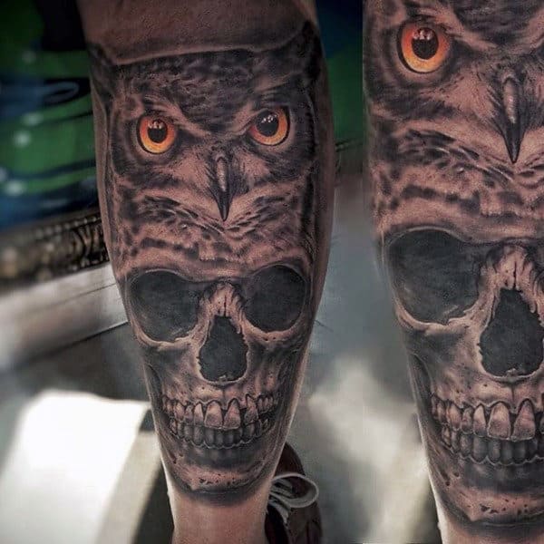 Leg Owl Tattoos For Men